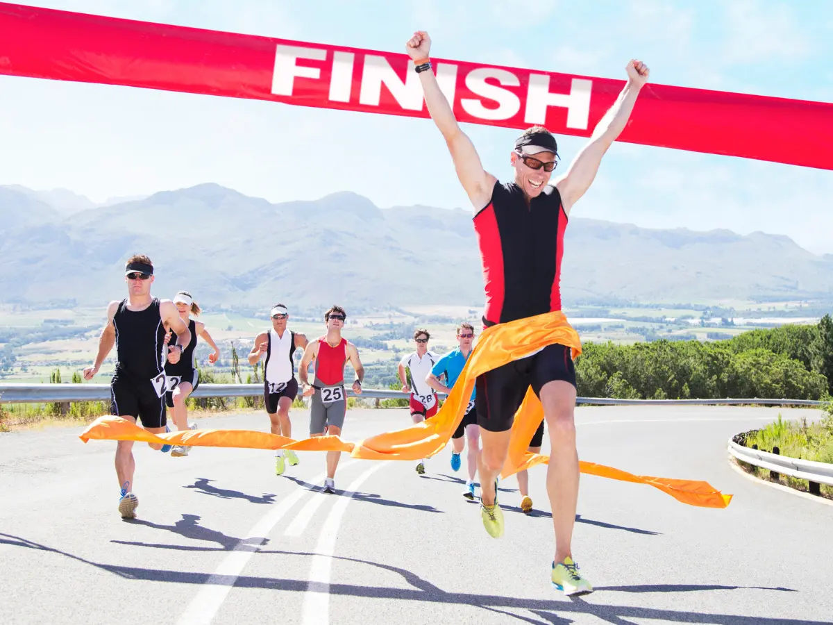 He finishes the race